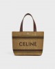 CELINE Mini Cabas in Textile with raffia effect and calfskin 116992FRY.02NU