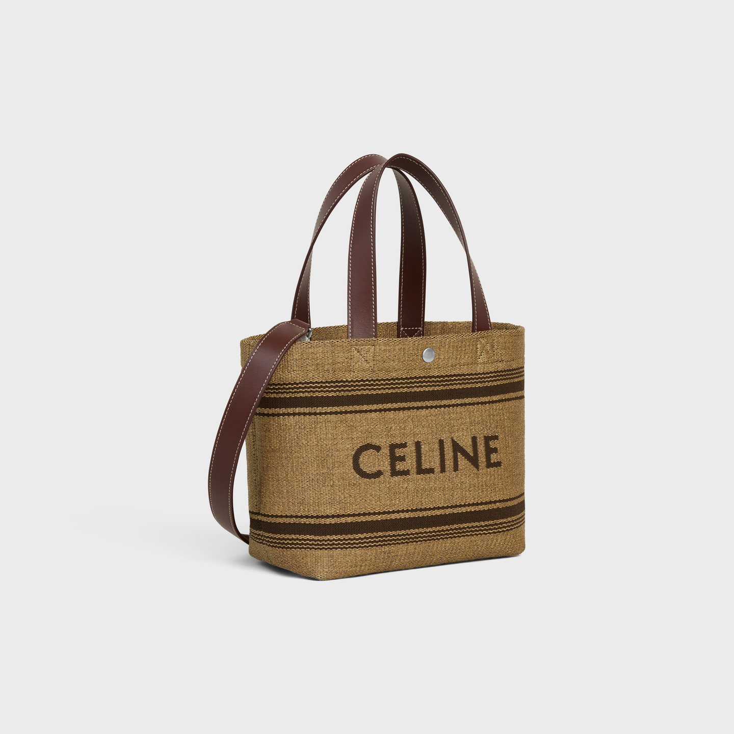 CELINE Mini Cabas in Textile with raffia effect and calfskin 116992FRY.02NU