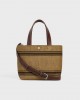 CELINE Mini Cabas in Textile with raffia effect and calfskin 116992FRY.02NU