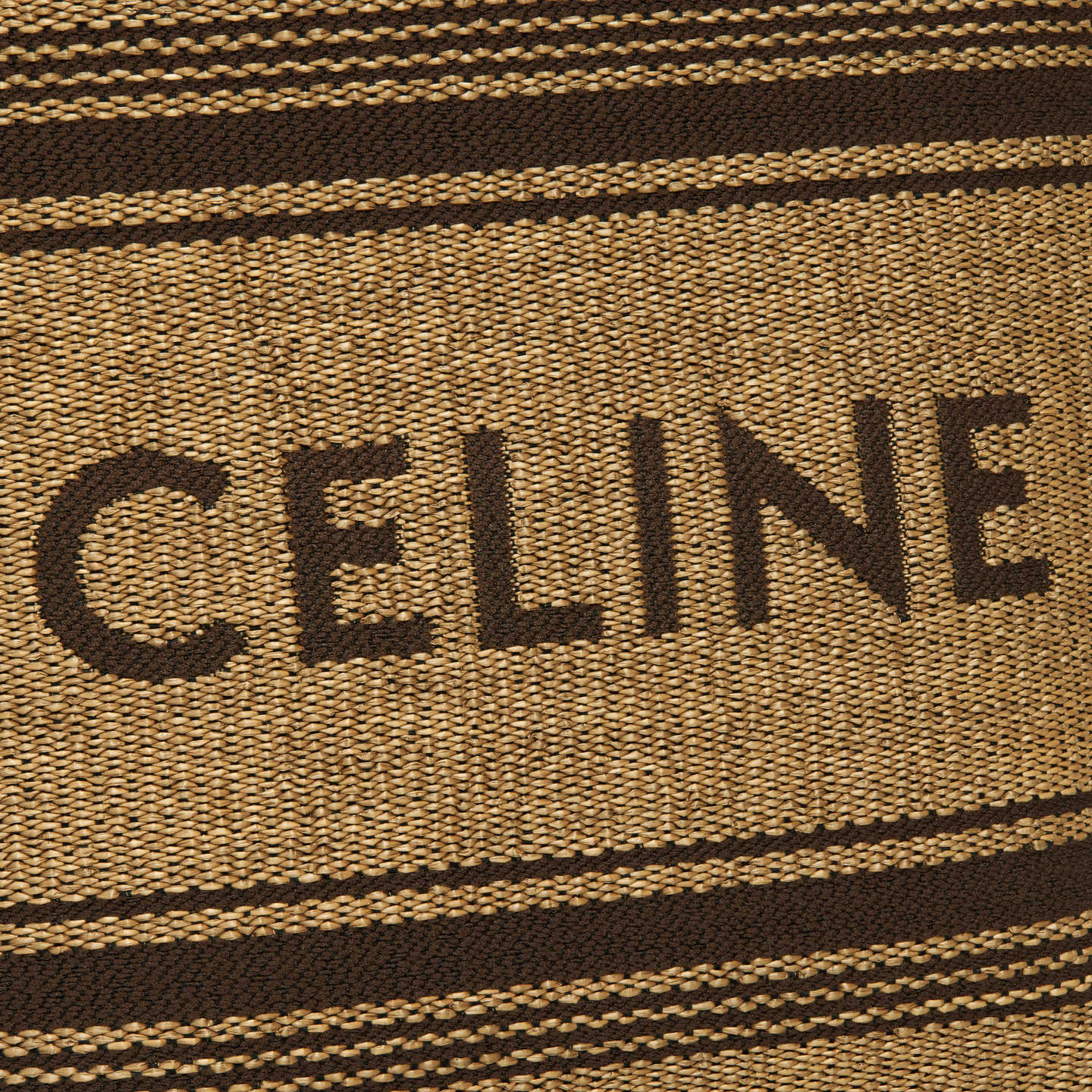 CELINE Mini Cabas in Textile with raffia effect and calfskin 116992FRY.02NU