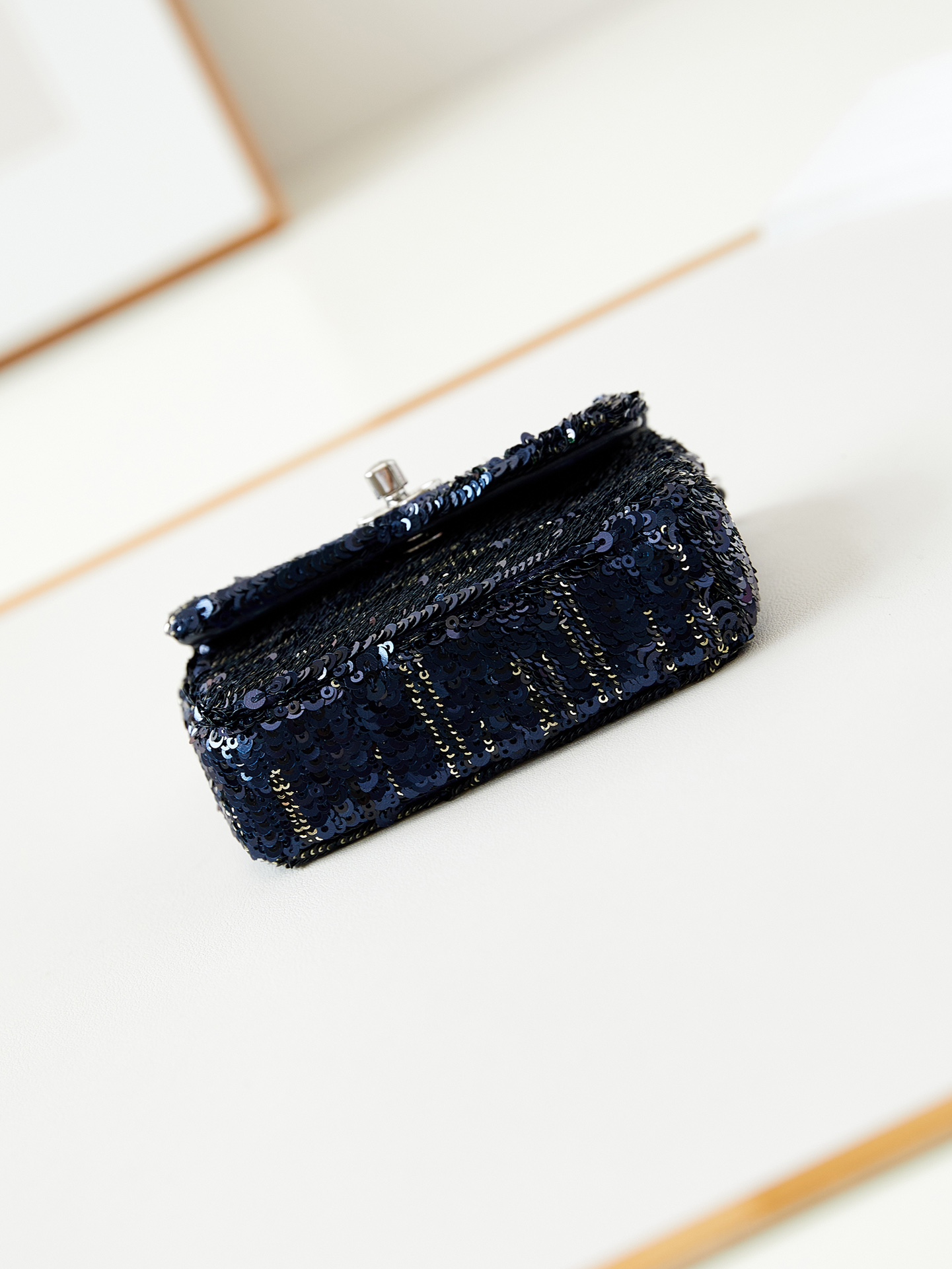 CHANEL 22A Blue Letter Sequins CF Mini AS3268 12cm