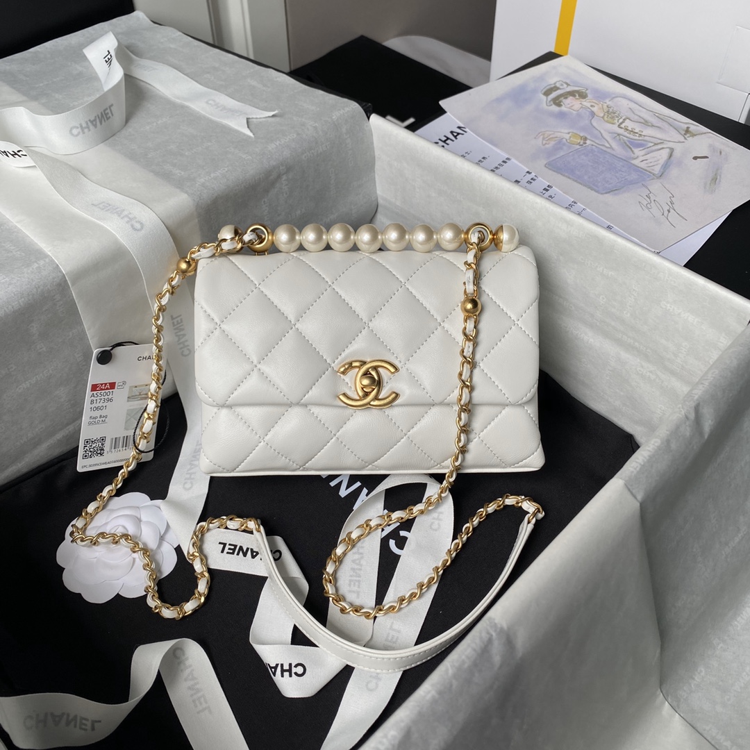 CHANEL 24A Handcrafted Pearl Bag AS5001 12.5x19x7cm