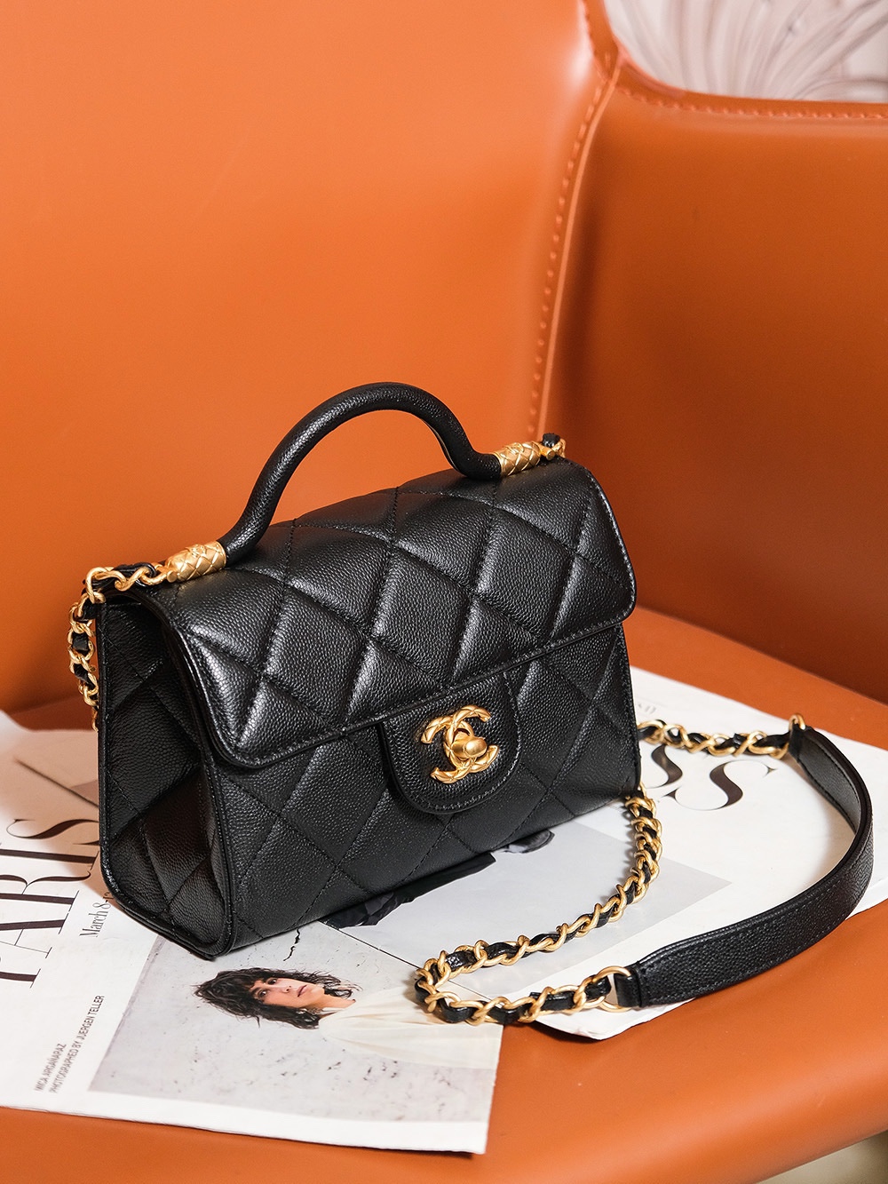 CHANEL Mini Black & Gold Crossbody Bag AS4956 13x18x8cm