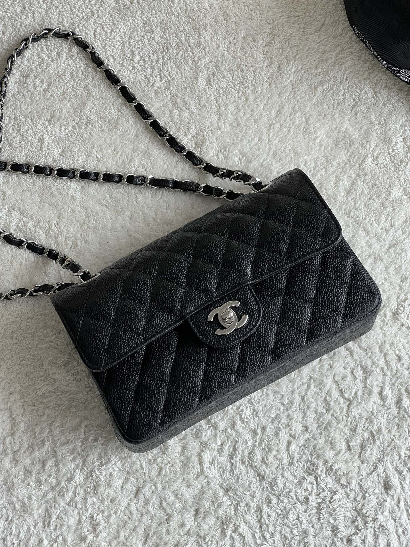 CHANEL 25cm Small Black French Lychee Bag