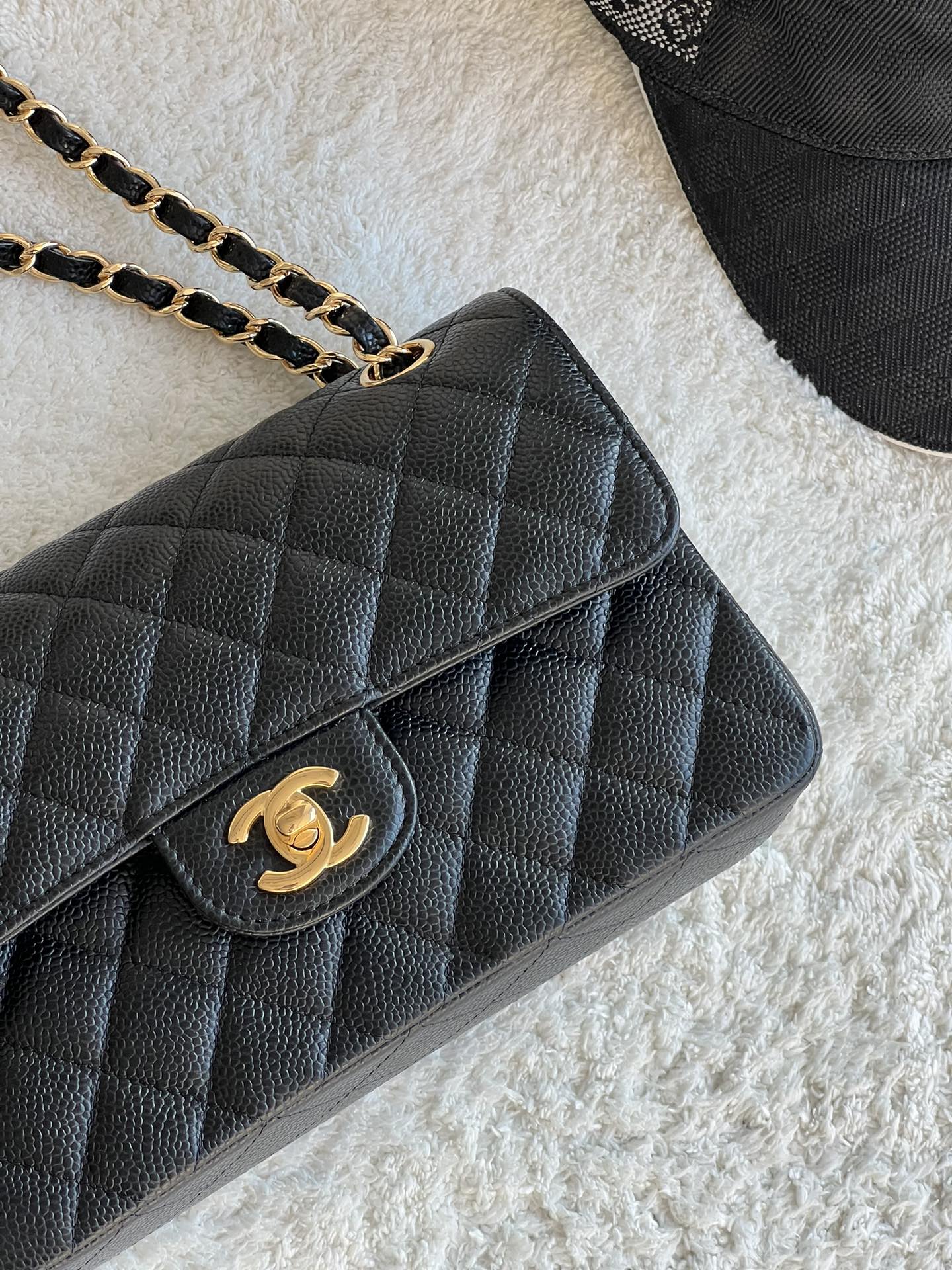 CHANEL 23cm Small Black French Lychee Bag