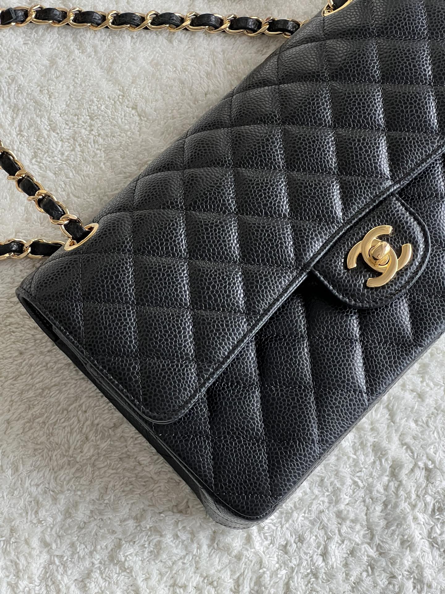 CHANEL 25cm Medium Black French Lychee Bag