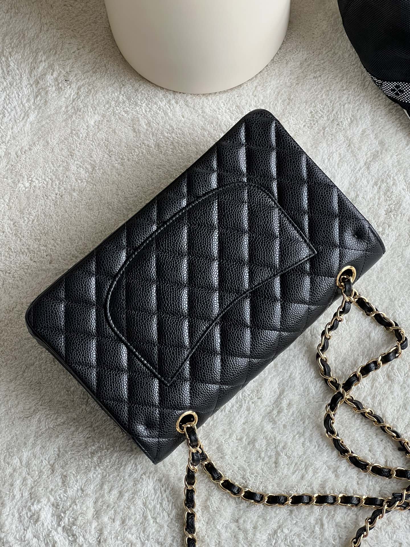 CHANEL 25cm Medium Black French Lychee Bag