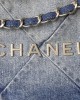 CHANEL 2023S Hot 22 Denim Shopping Bag AS3261 39x42x8cm