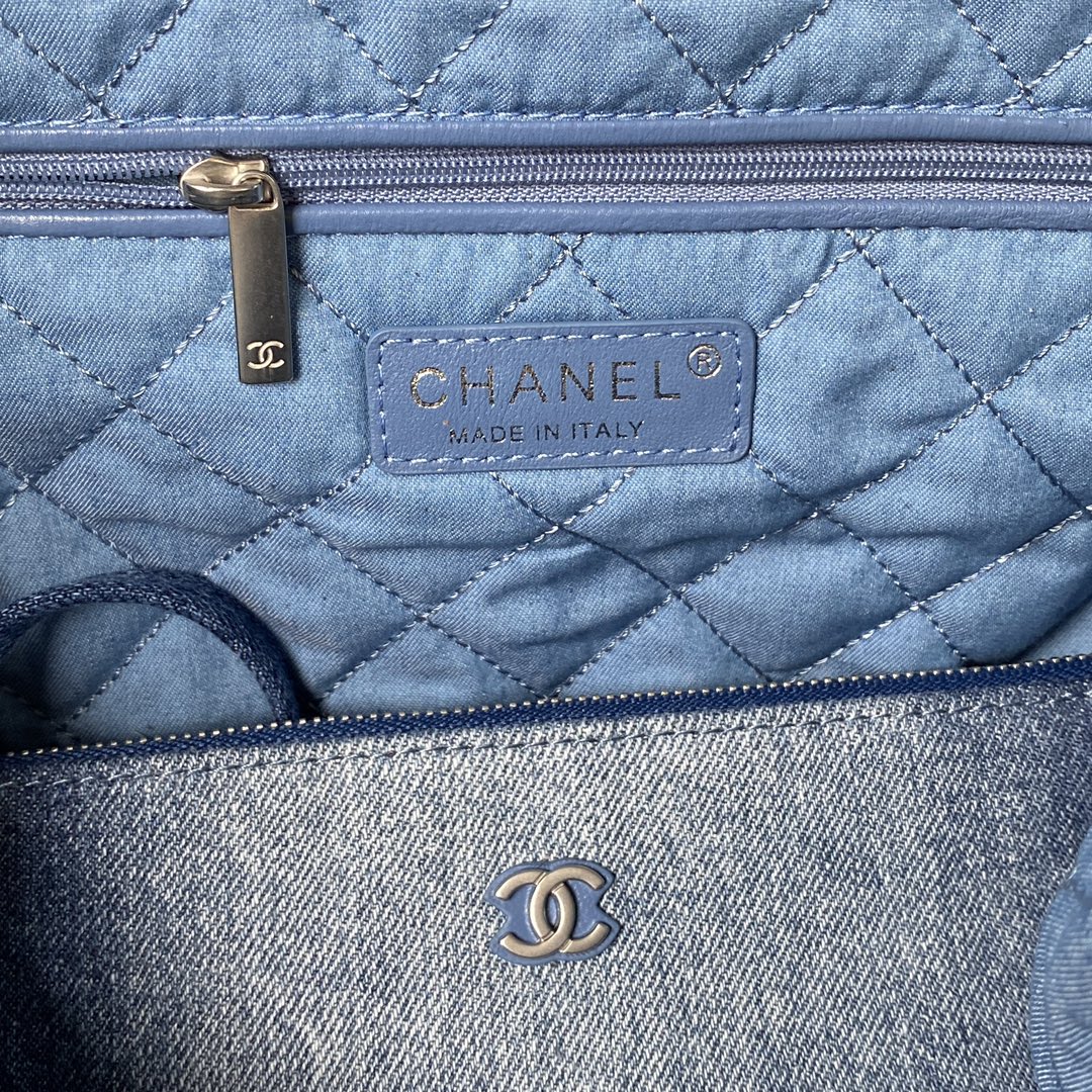 CHANEL 2023S Hot 22 Denim Shopping Bag AS3261 39x42x8cm