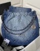 CHANEL 2023S Hot 22 Denim Shopping Bag AS3260 35x37x7cm