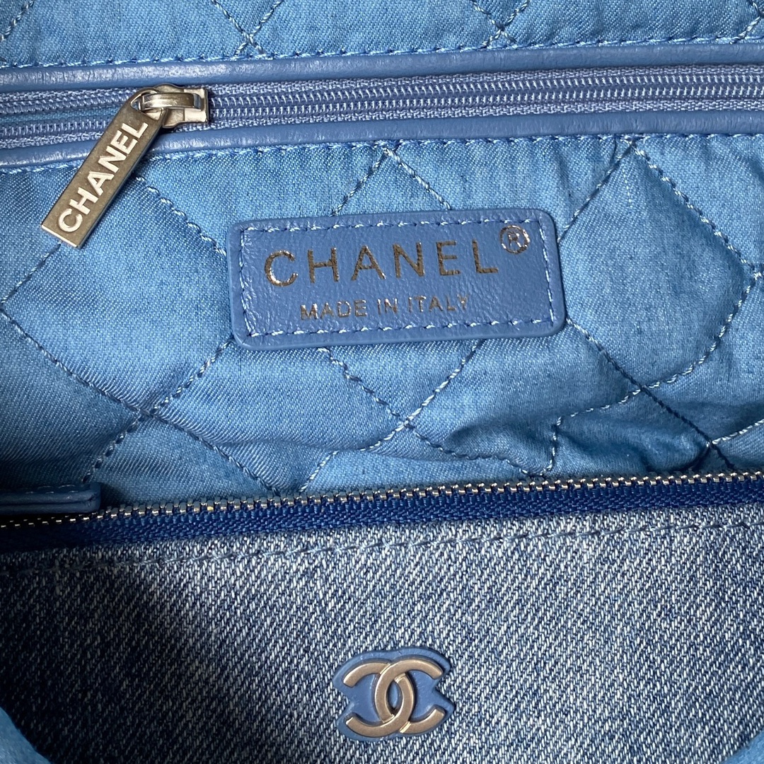 CHANEL 2023S Hot 22 Denim Shopping Bag AS3260 35x37x7cm