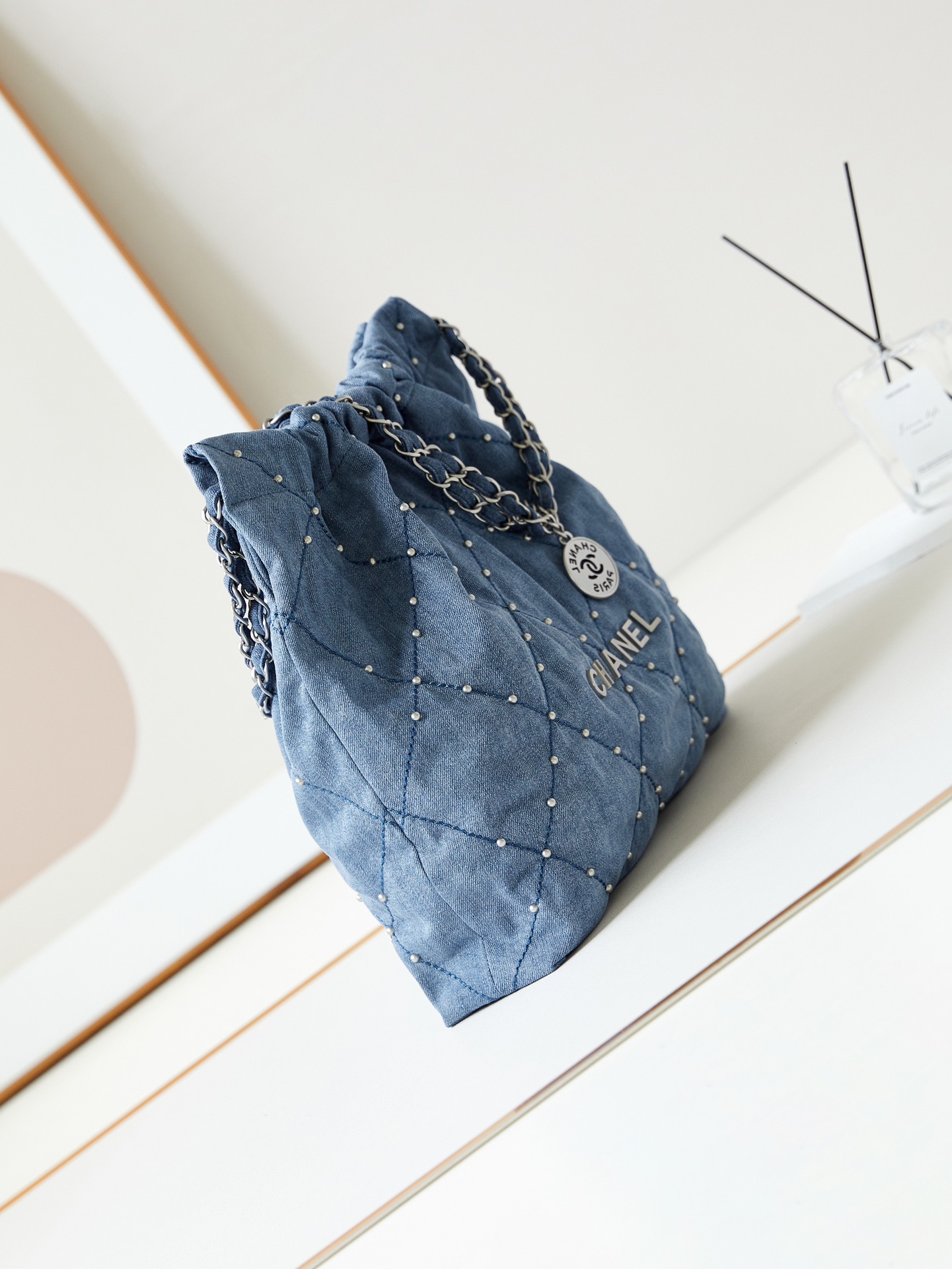 CHANEL 24S Denim Garbage Bag with Staples AS3261 39x42x8cm