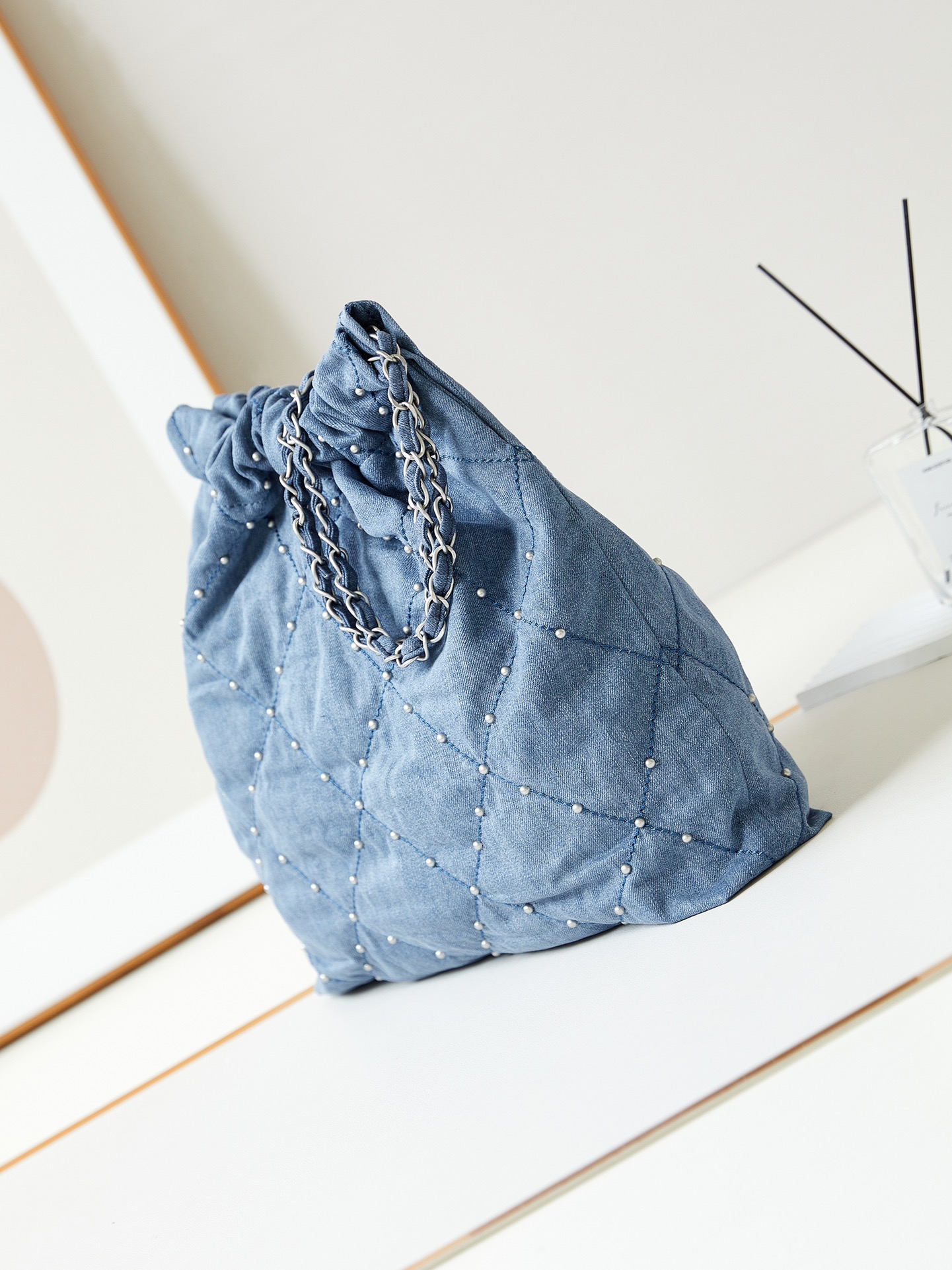 CHANEL 24S Denim Garbage Bag with Staples AS3261 39x42x8cm