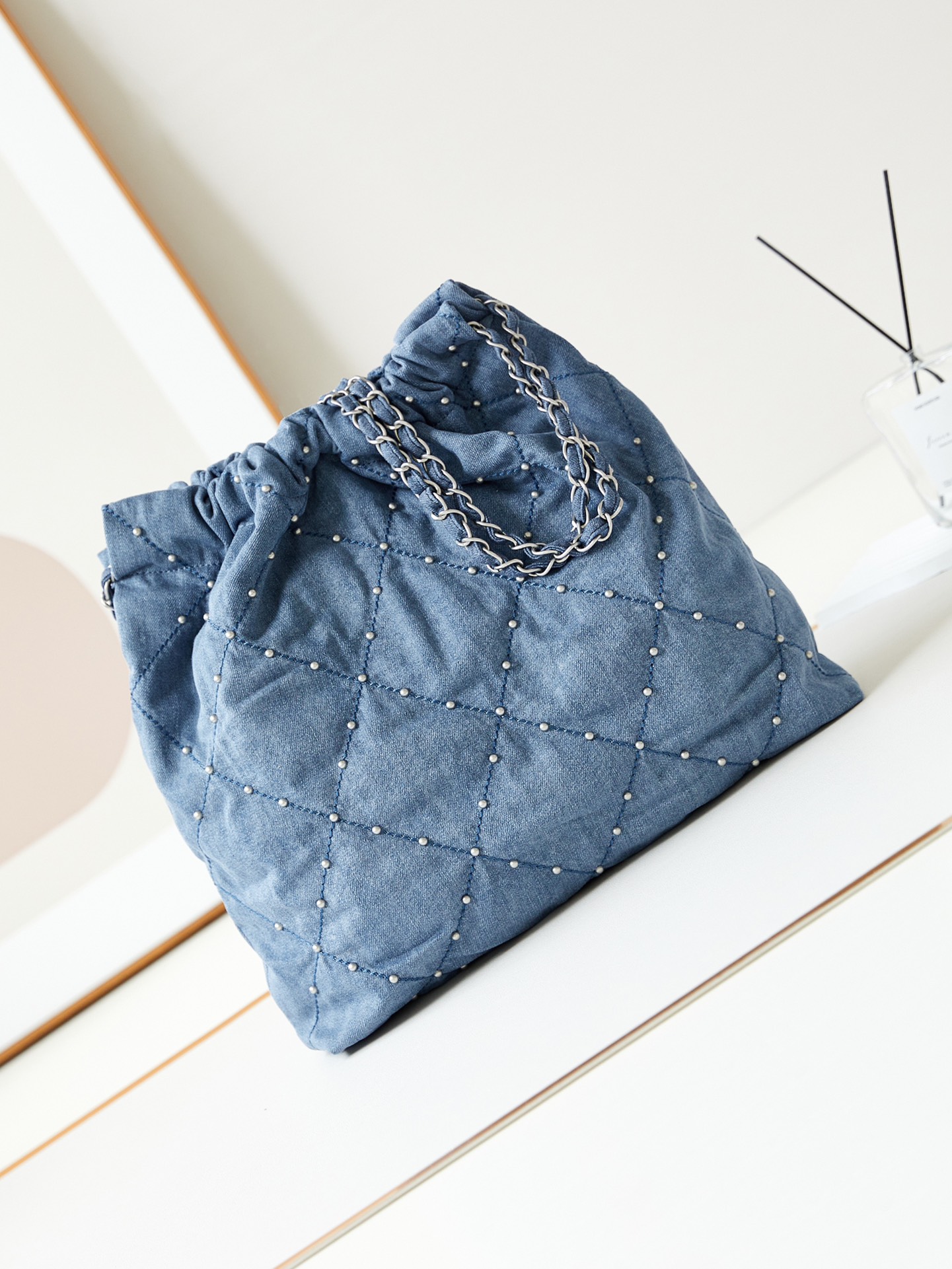 CHANEL 24S Denim Garbage Bag with Staples AS3261 39x42x8cm