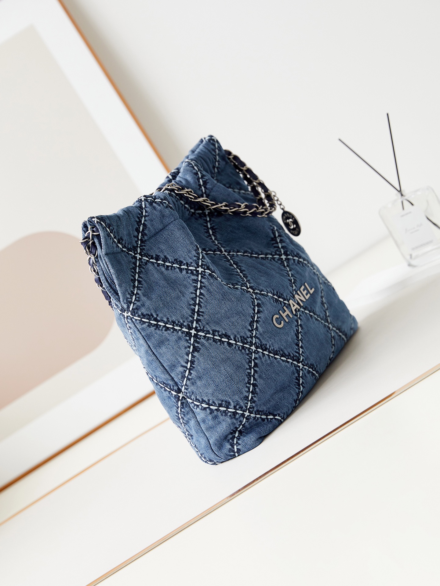 CHANEL 24P Denim Trash Bag AS3261 39x42x8cm