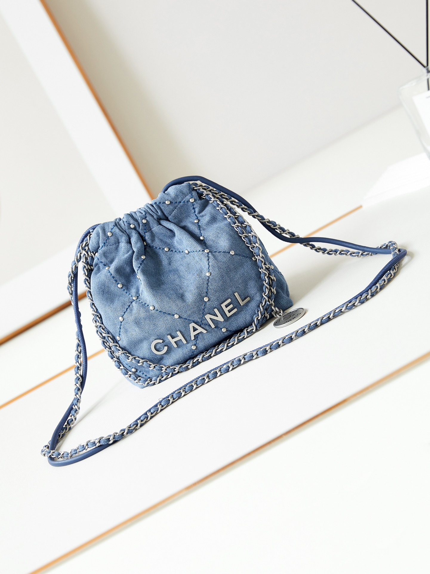 CHANEL 24S Denim Nailing Bag AS3980 20x19x6cm