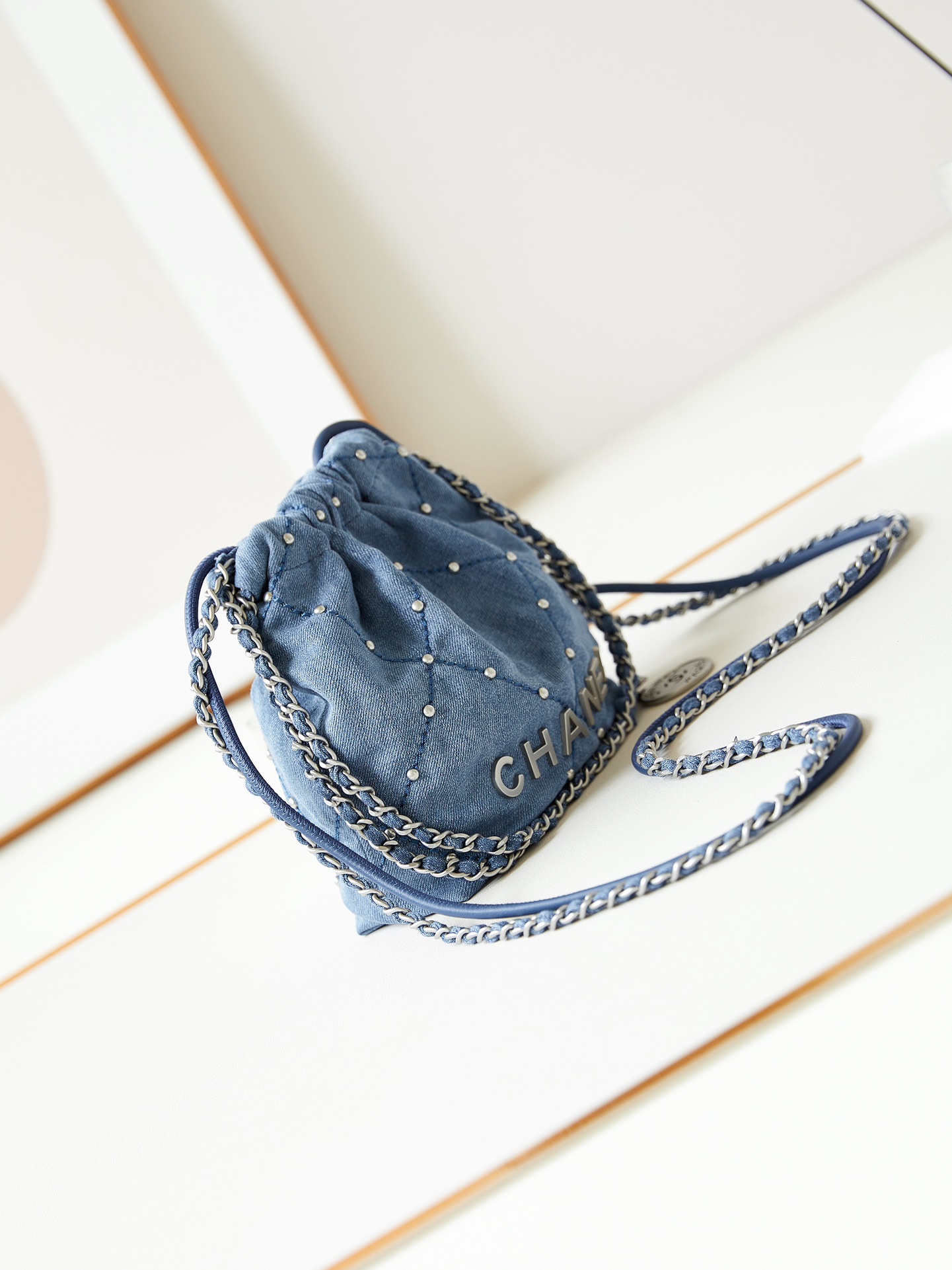 CHANEL 24S Denim Nailing Bag AS3980 20x19x6cm