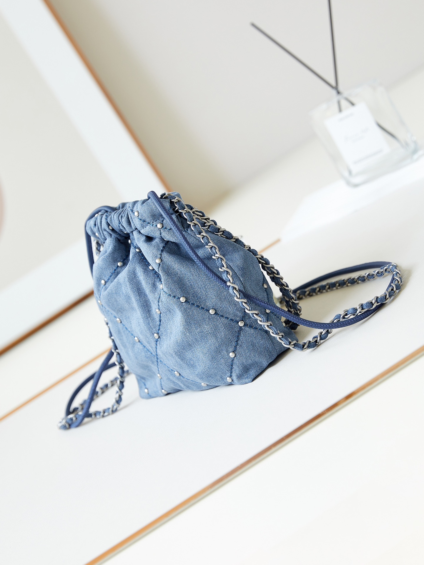 CHANEL 24S Denim Nailing Bag AS3980 20x19x6cm