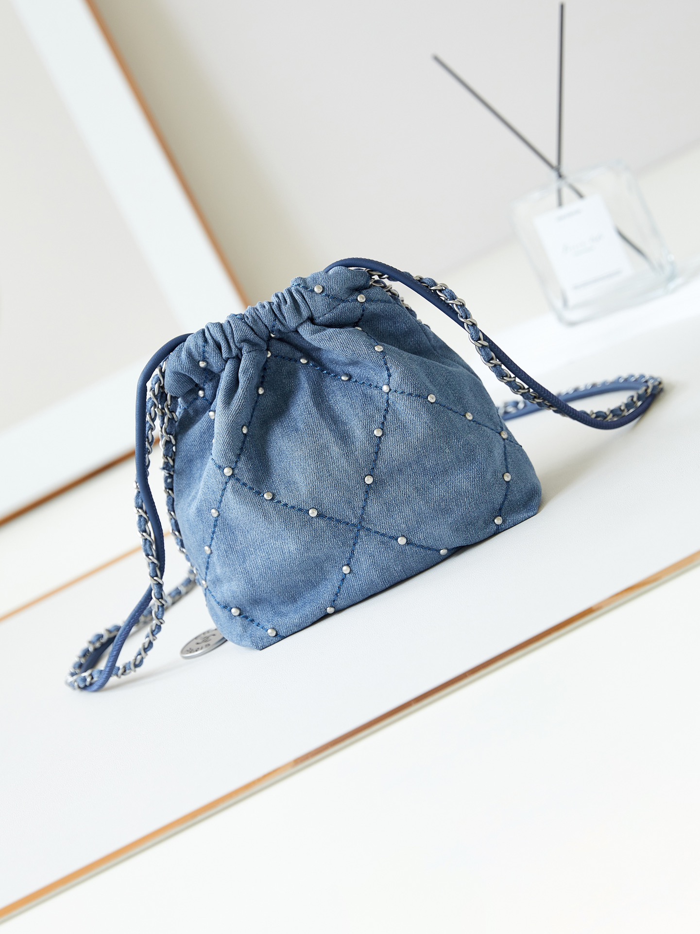 CHANEL 24S Denim Nailing Bag AS3980 20x19x6cm