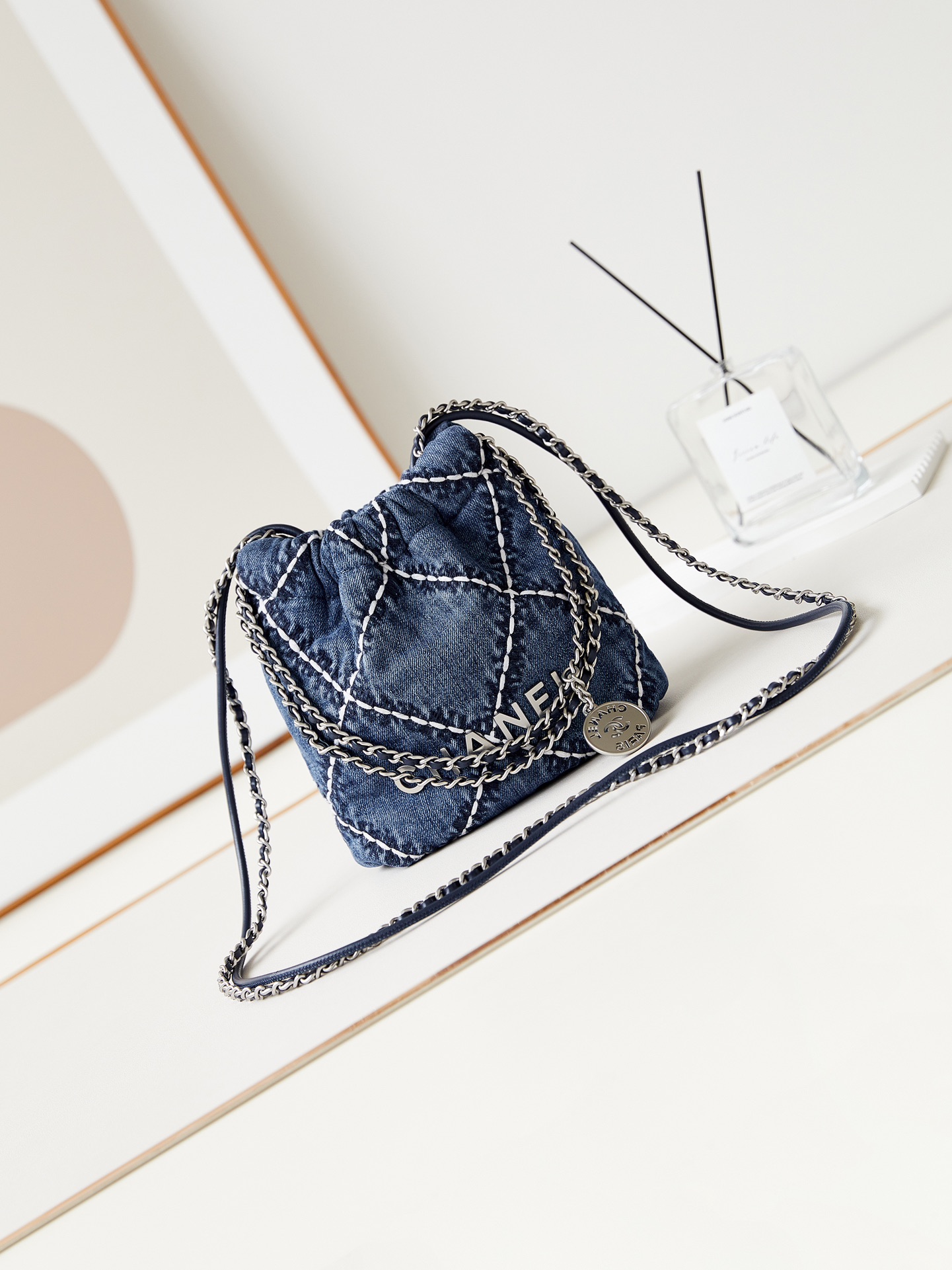 CHANEL 24P Denim Garbage Bag AS3980 20x19x6cm