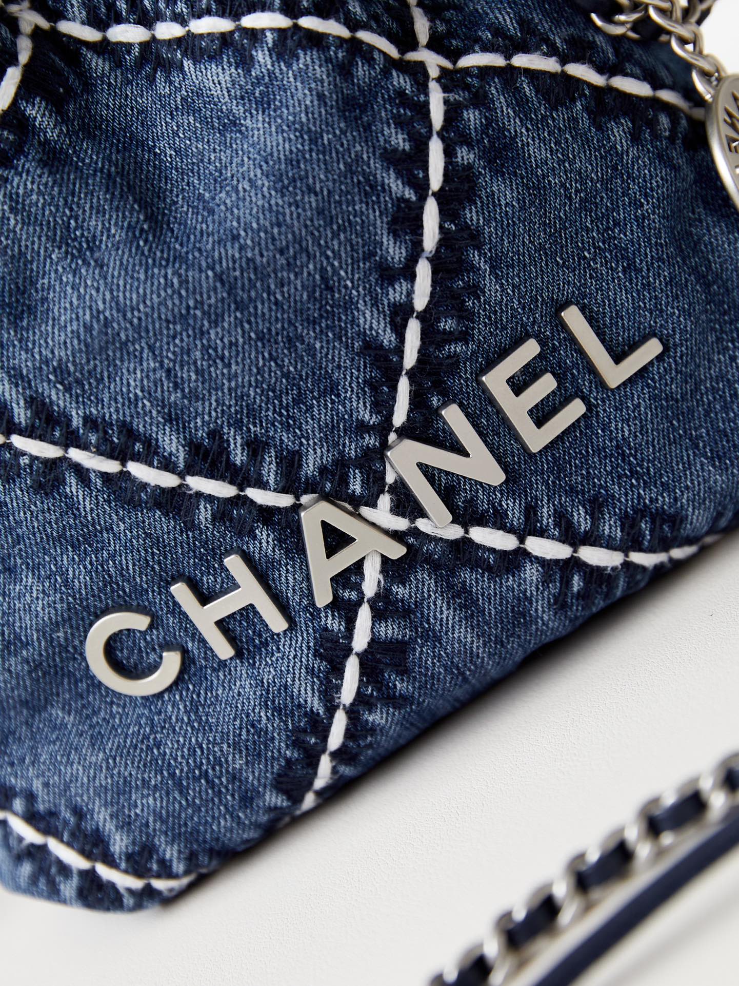 CHANEL 24P Denim Garbage Bag AS3980 20x19x6cm