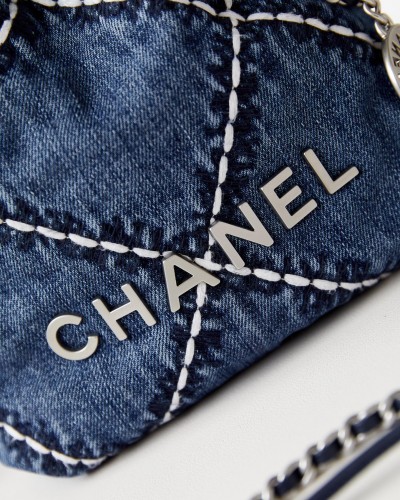 CHANEL 24P Denim Garbage Bag AS3980 20x19x6cm