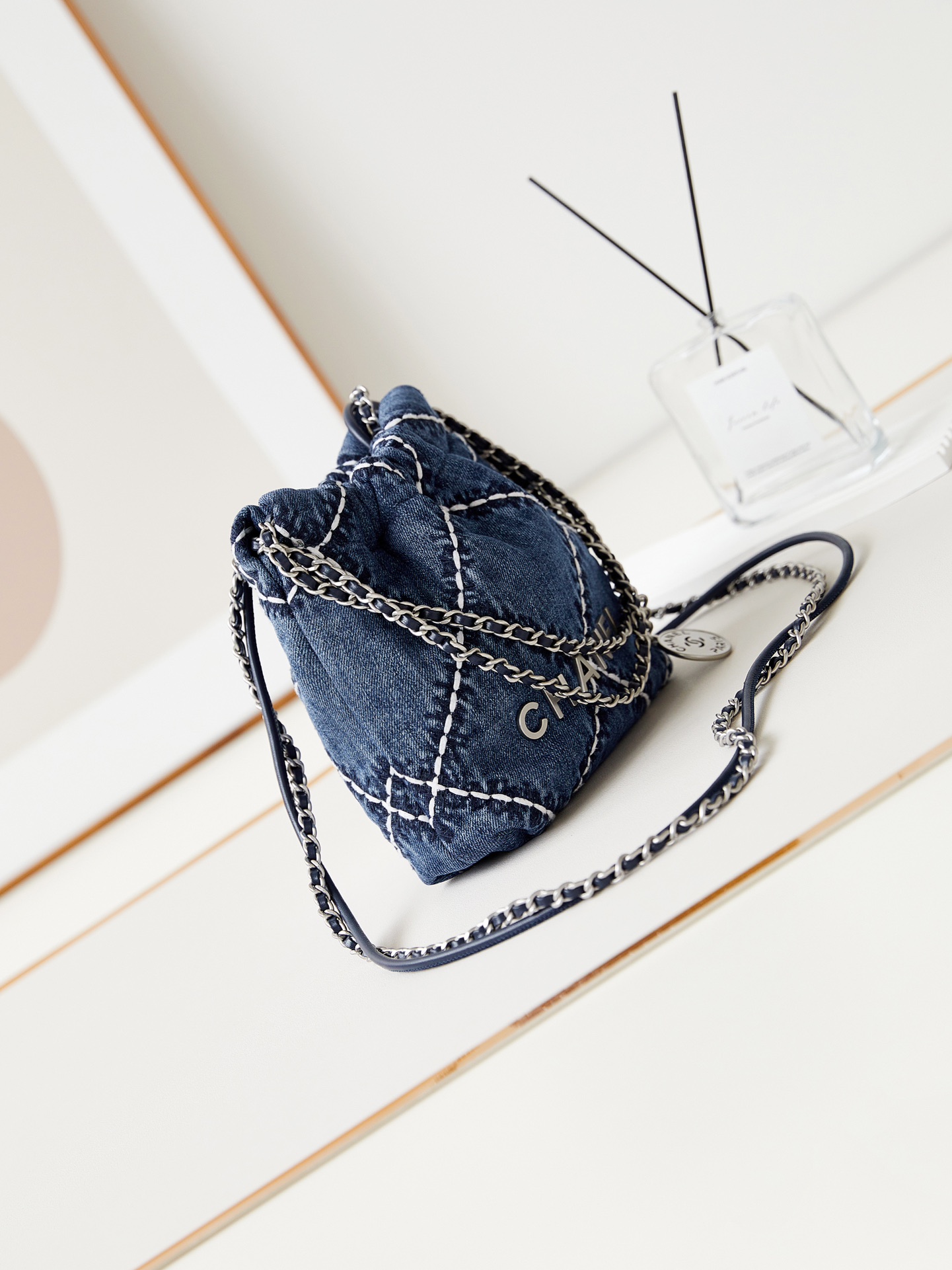 CHANEL 24P Denim Garbage Bag AS3980 20x19x6cm