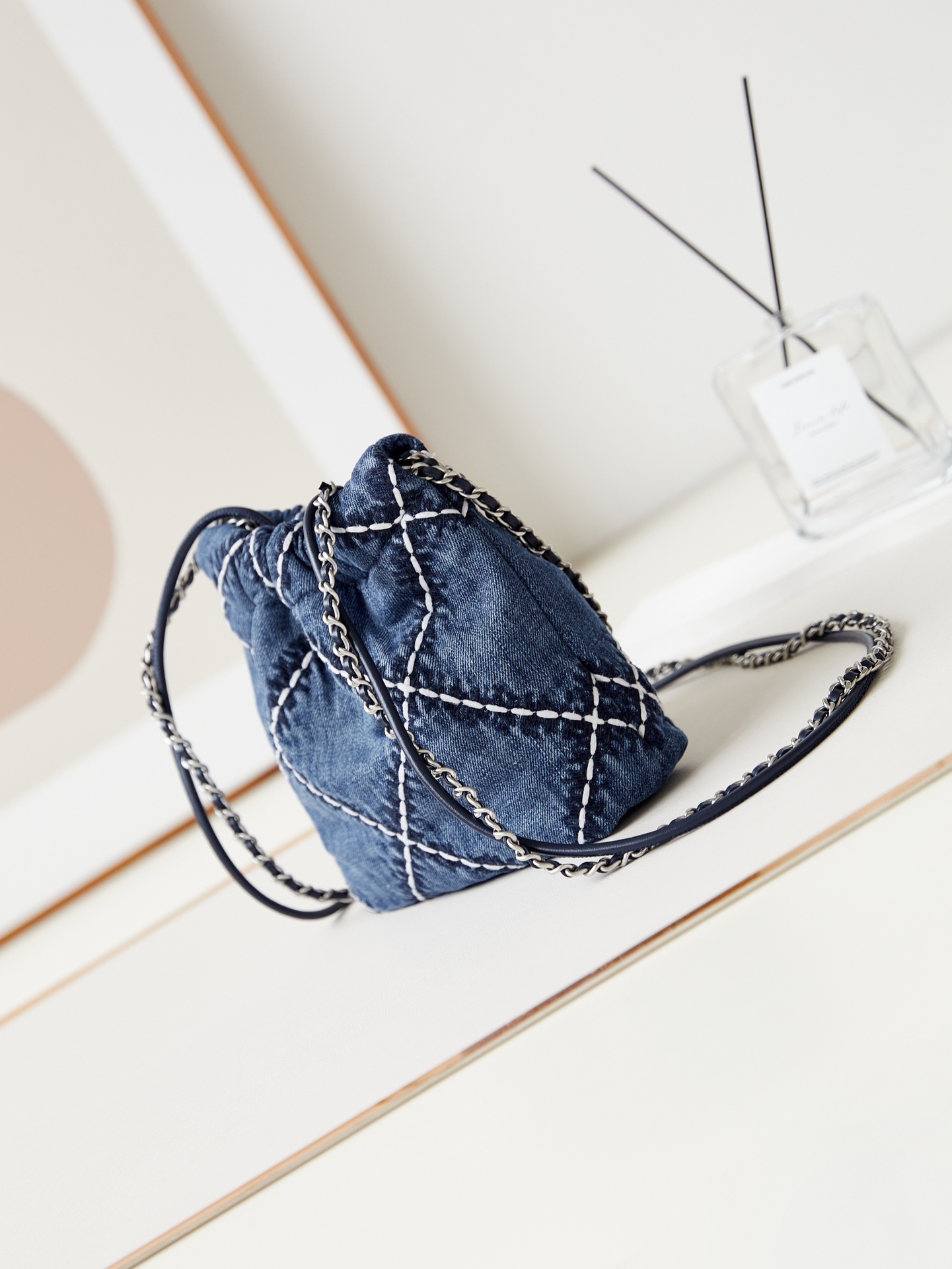 CHANEL 24P Denim Garbage Bag AS3980 20x19x6cm