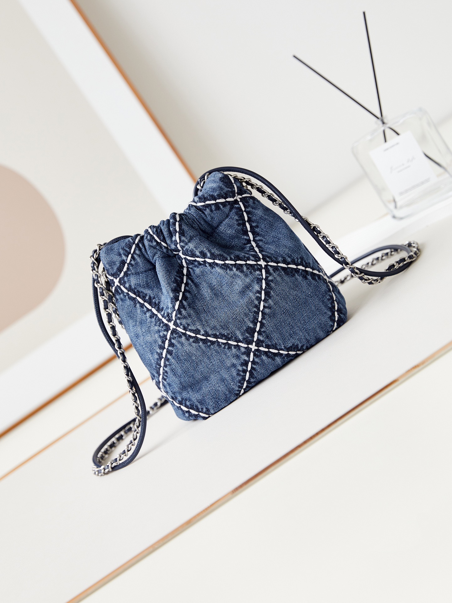 CHANEL 24P Denim Garbage Bag AS3980 20x19x6cm