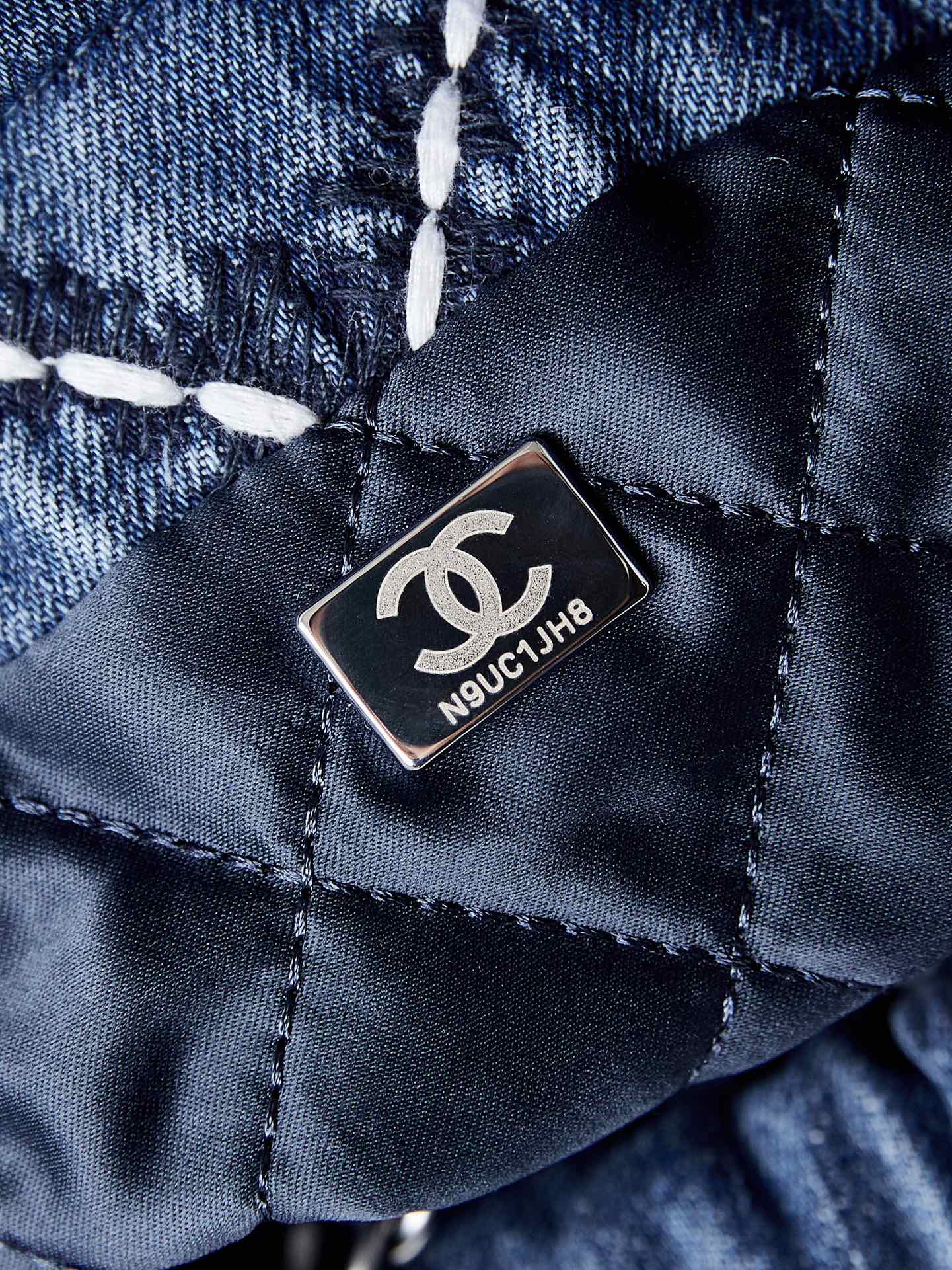 CHANEL 24P Denim Garbage Bag AS3980 20x19x6cm