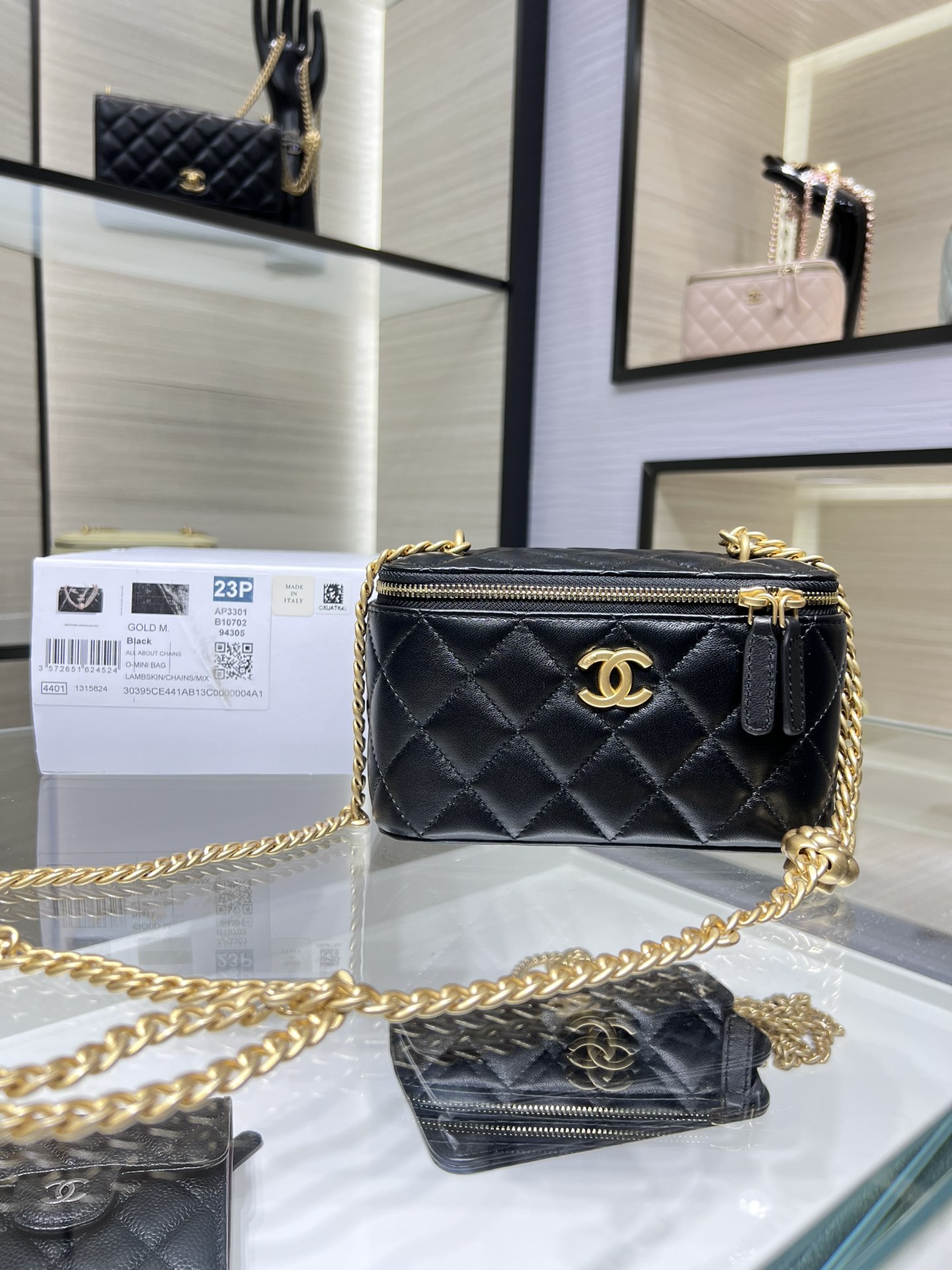 CHANEL 23P Box Bag Camellia Buckle AP3301