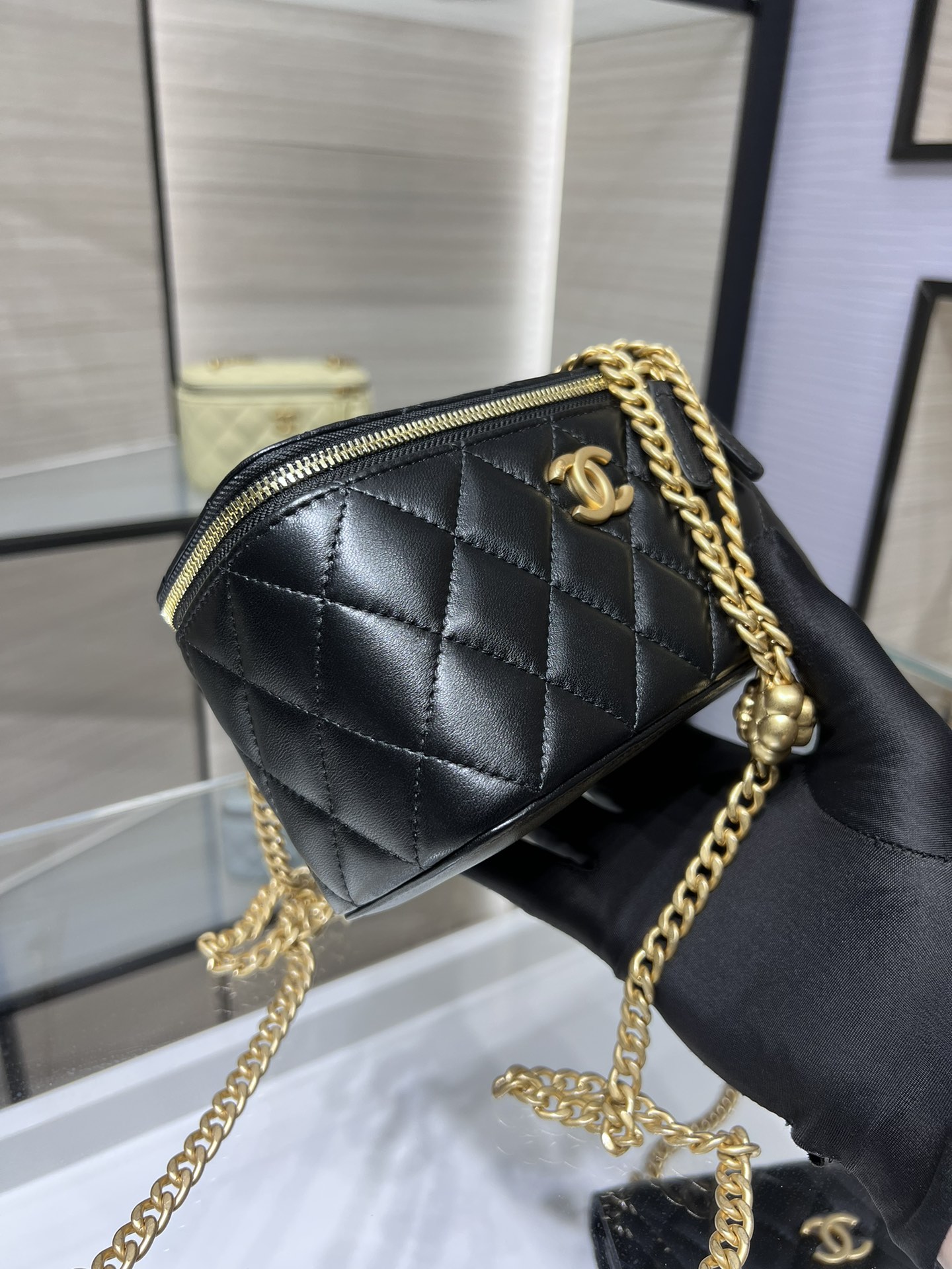 CHANEL 23P Box Bag Camellia Buckle AP3301