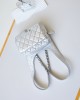 CHANEL 24c Metallic Silver Sheepskin Backpack Bag AS4621 19x20x5.5cm