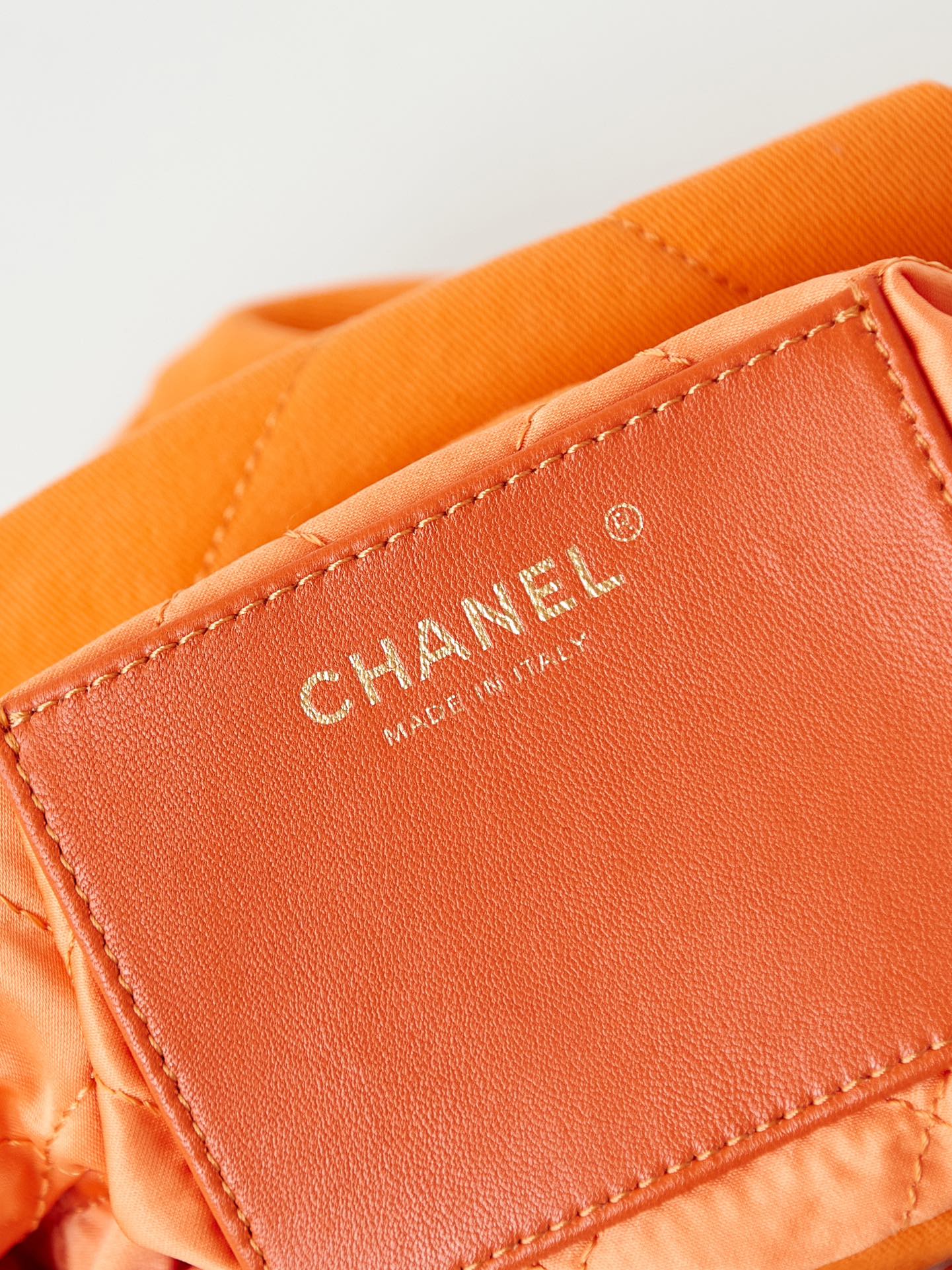 CHANEL 25 Early Spring Orange Canvas Garbage Bag AS3980 20x19x6cm