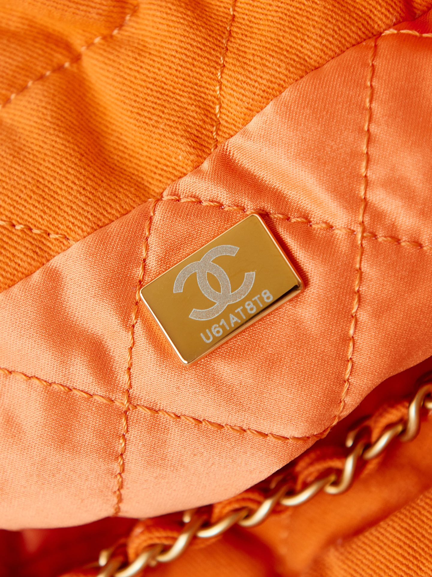 CHANEL 25 Early Spring Orange Canvas Garbage Bag AS3980 20x19x6cm