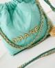 CHANEL 25 Early Spring Lake Green Canvas Garbage Bag AS3980 20x19x6cm