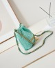 CHANEL 25 Early Spring Lake Green Canvas Garbage Bag AS3980 20x19x6cm