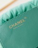 CHANEL 25 Early Spring Lake Green Canvas Garbage Bag AS3980 20x19x6cm