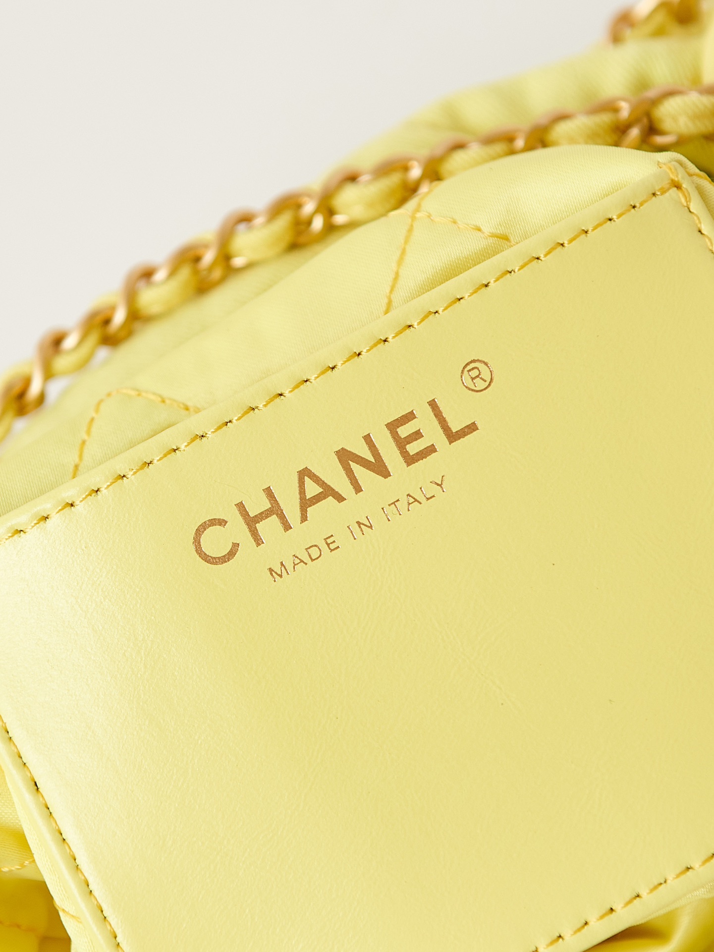 CHANEL 25 Early Spring Yellow Canvas Garbage Bag AS3980 20x19x6cm