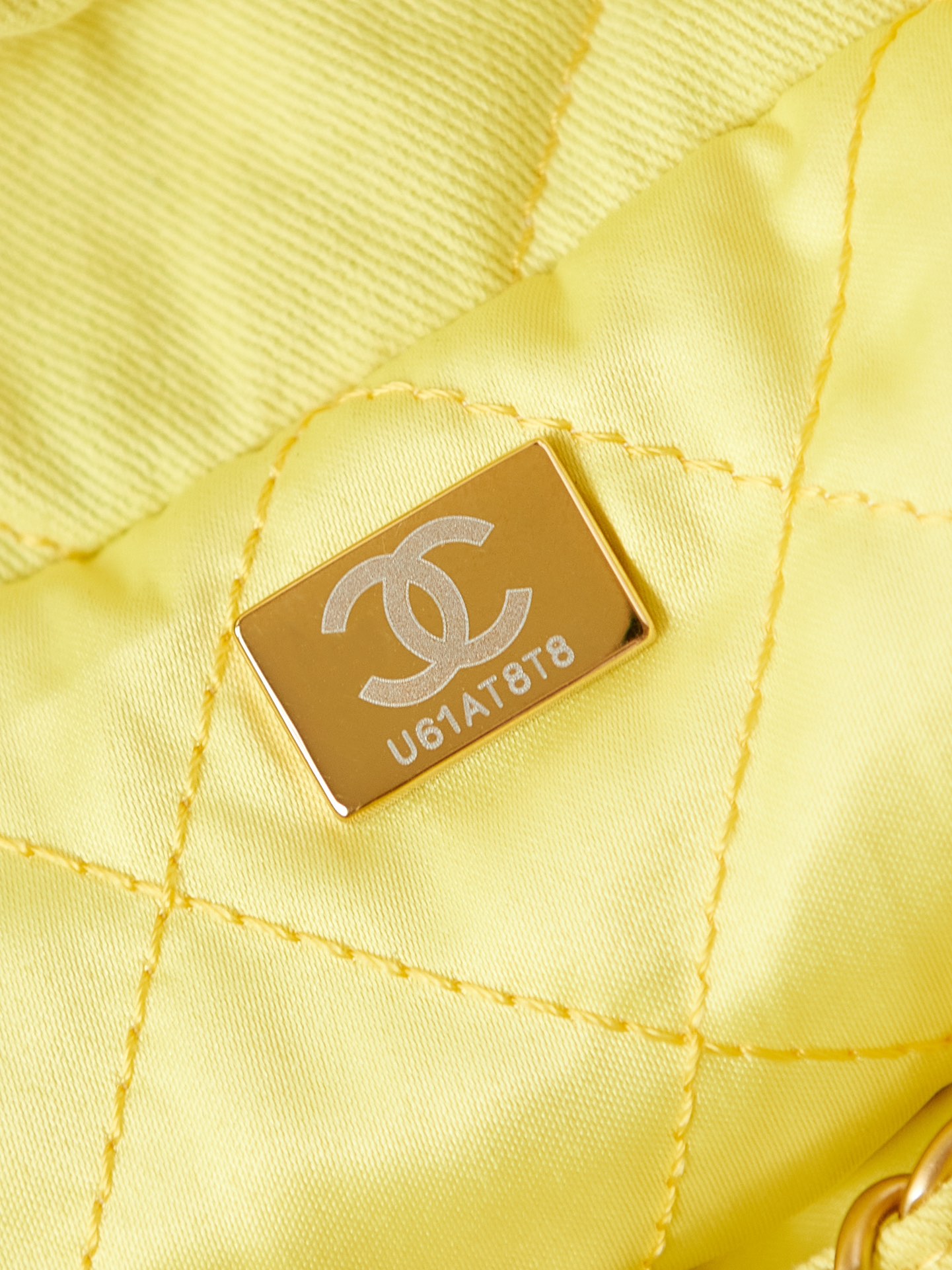 CHANEL 25 Early Spring Yellow Canvas Garbage Bag AS3980 20x19x6cm