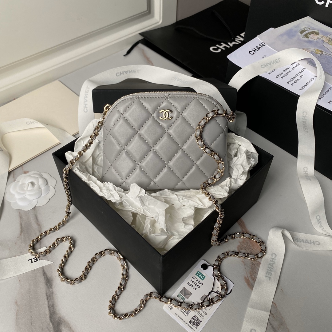 CHANEL 24s Sheepskin Shell Bag AP4000 11x16x2.5cm