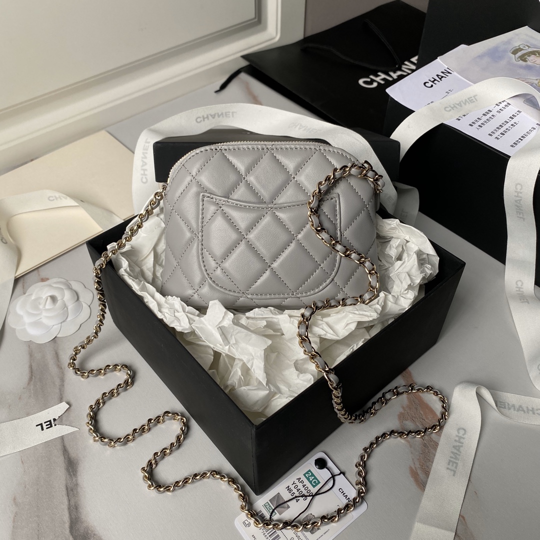 CHANEL 24s Sheepskin Shell Bag AP4000 11x16x2.5cm