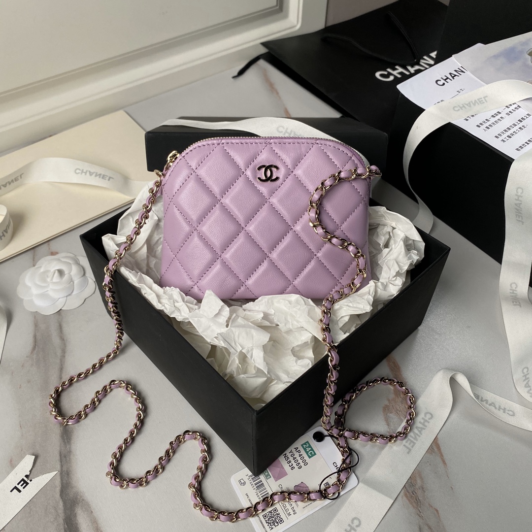 CHANEL 24s Sheepskin Shell Bag AP4000 11x16x2.5cm