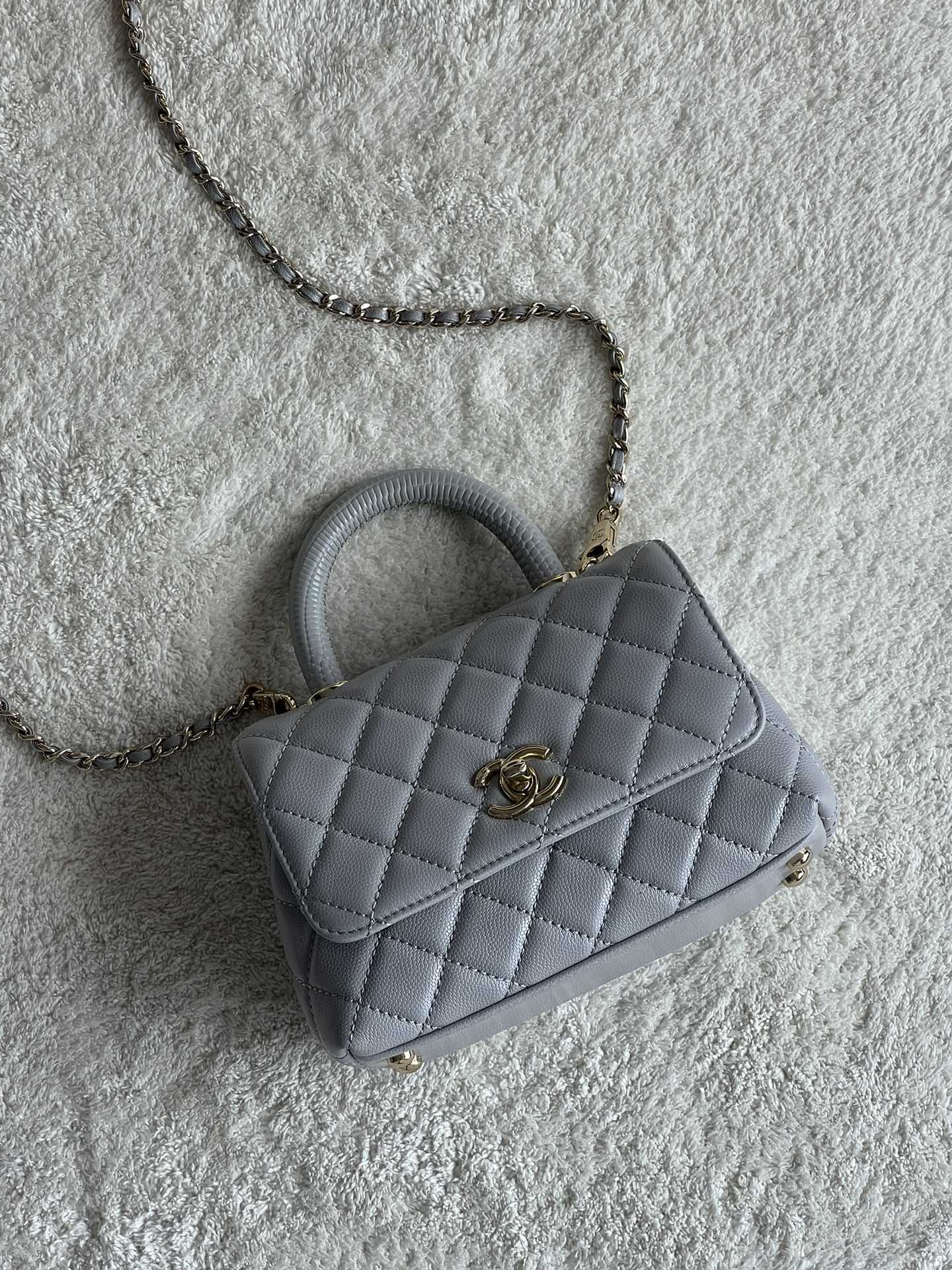 CHANEL Platinum Edition Small Ball-Grain Cowhide Bag, 19cm