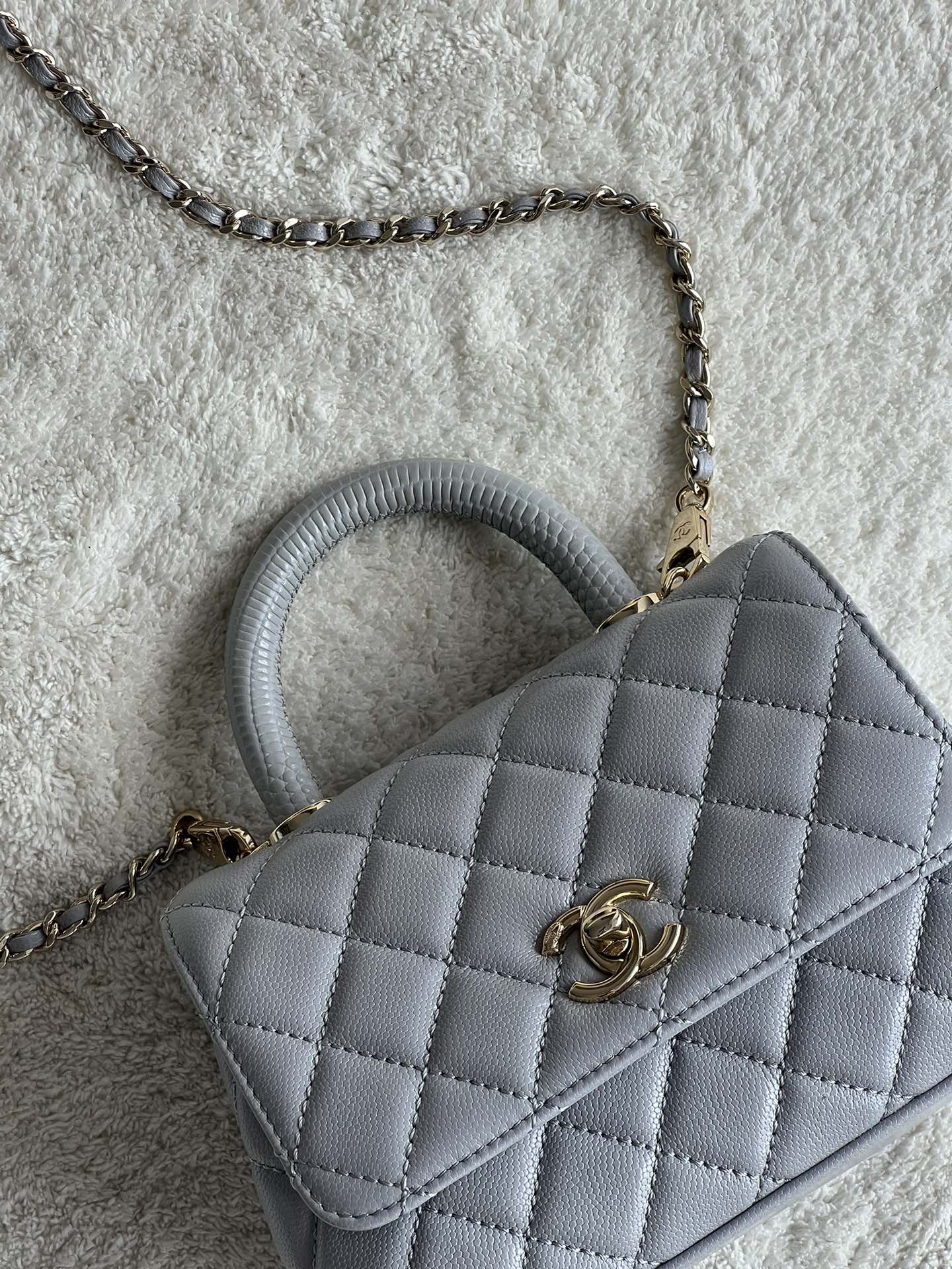 CHANEL Platinum Edition Small Ball-Grain Cowhide Bag, 19cm