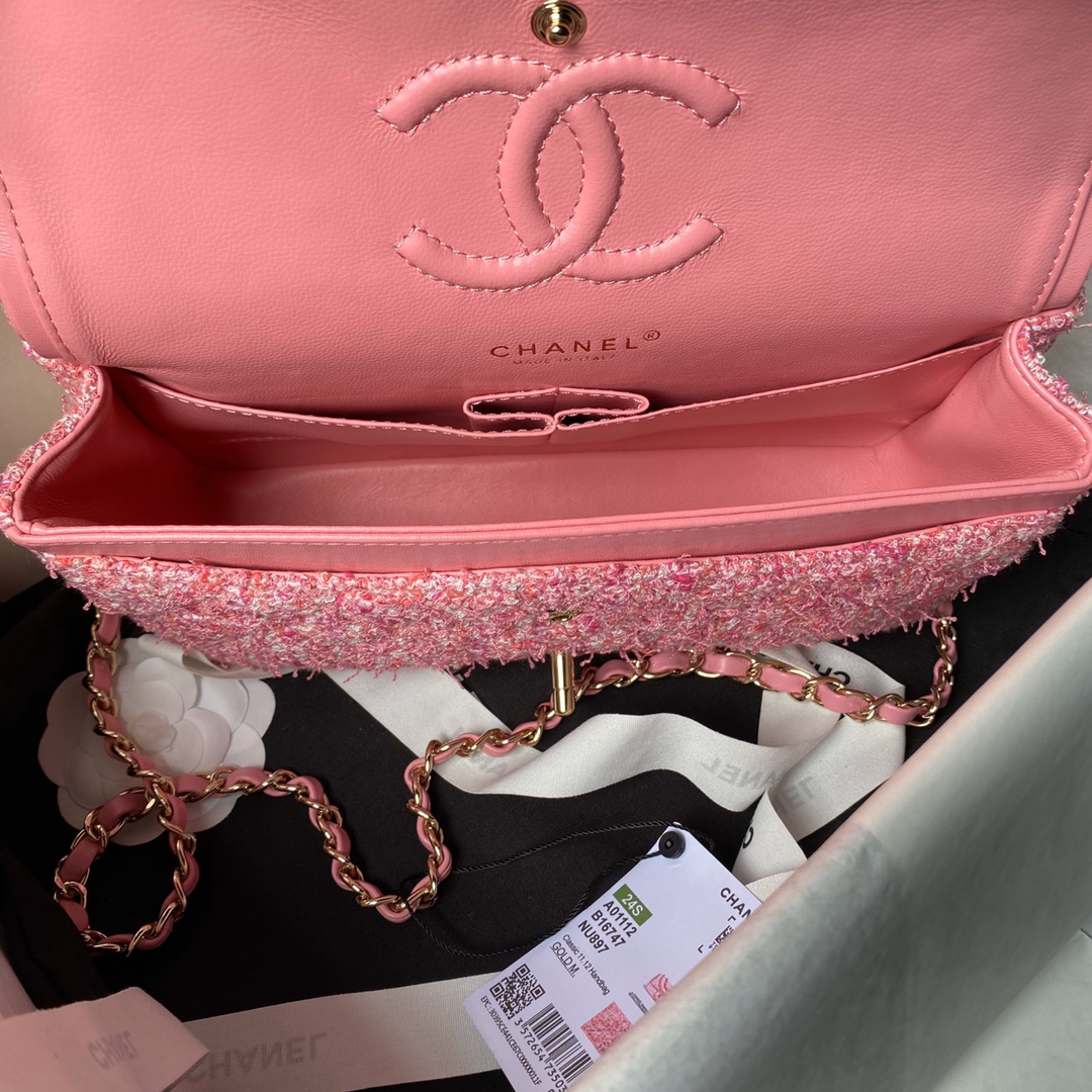 CHANEL 25cm Woolen Pink Cute CF Bag 25cm