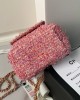 CHANEL 24S Mini Pink Woolen Bag AP3753 18x13x9cm