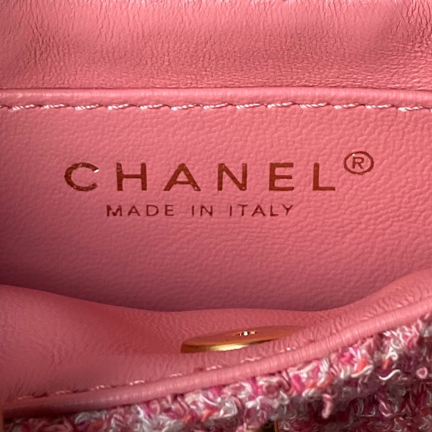 CHANEL 24p Woolen Pink Handbag AP3435 12cm