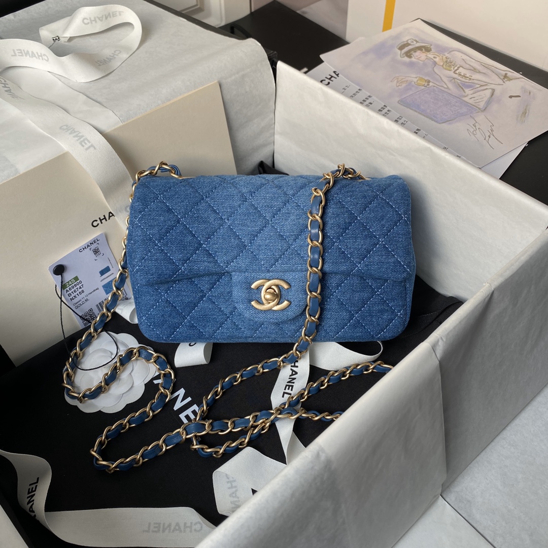 CHANEL 20cm 24s CF Washed Denim Bag 20cm