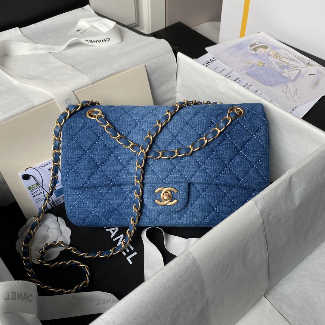 CHANEL 25cm 24s CF Washed Denim Bag 25cm